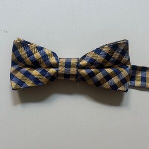 Nordstrom Navy and Gold Plaid Bow Tie